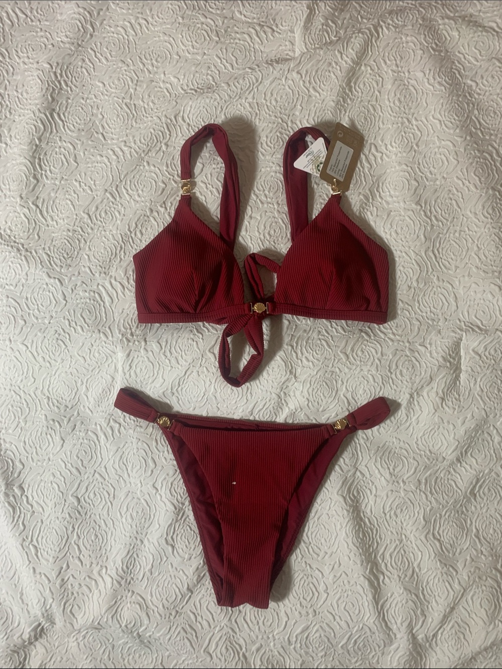 NWT BERLOOK Maroon Bikini Set, Size L